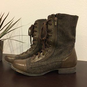Mixx Shuz Bobby Brown Herringbone Combat Boots